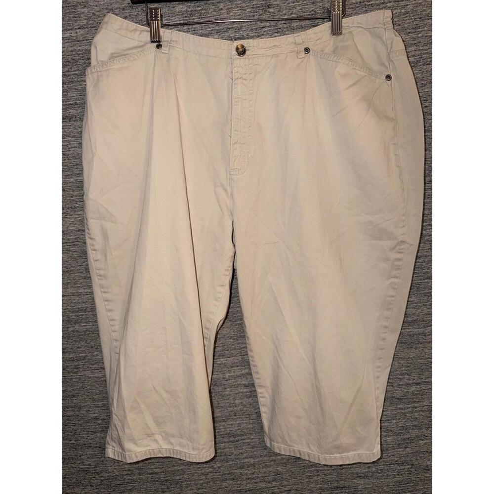 Vintage Crazy Horse Liz Claiborne 18W Khaki Capri Pants Cotton Chino Plus Y2K